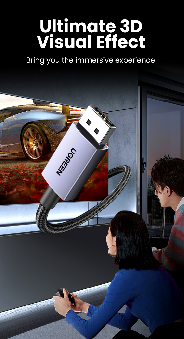 UGREEN DisplayPort 2.1 Cable 16K@30Hz 10K@60Hz High Speed 80Gbps ...