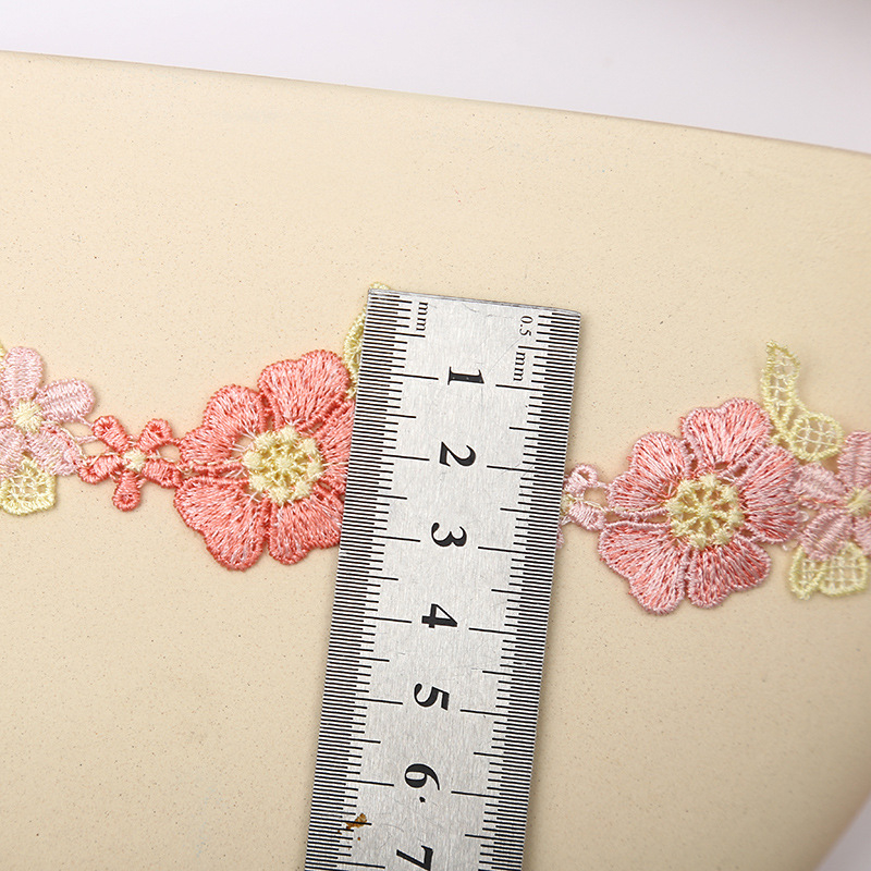 1 Yard Pink Embroidery Mesh Lace Trims Luxury Sewing Lace Fabric ...