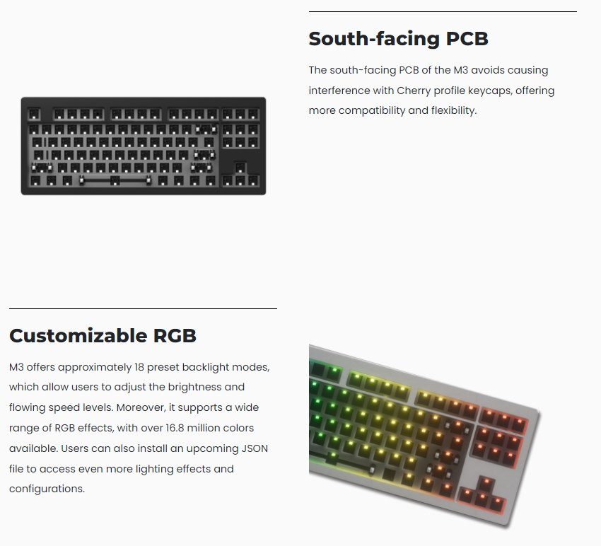 MonsGeek M3 TKL QMK RGB Hot-swappable Wired Mechanical Keyboard DIY Kit ...
