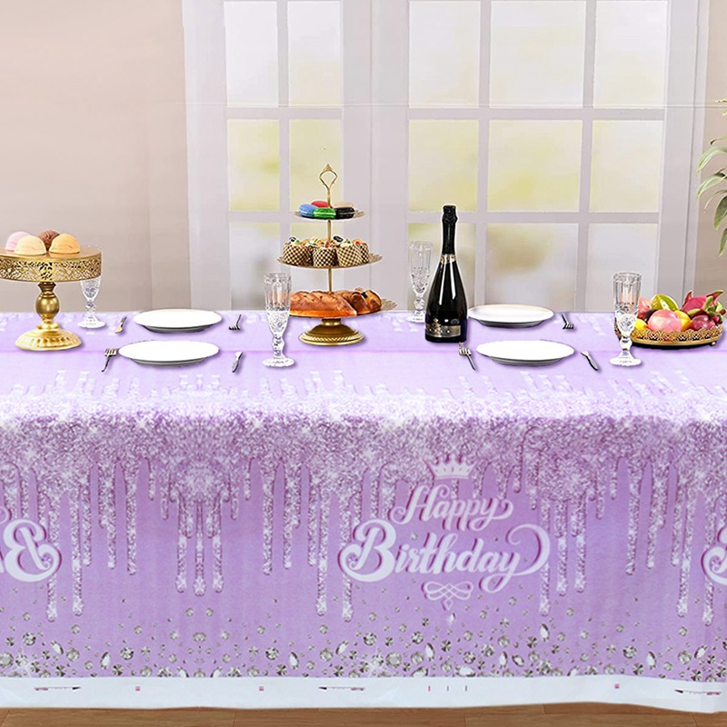 3 Styles Happy Birthday Diamonds Table Cloth 6 Seater Birthday