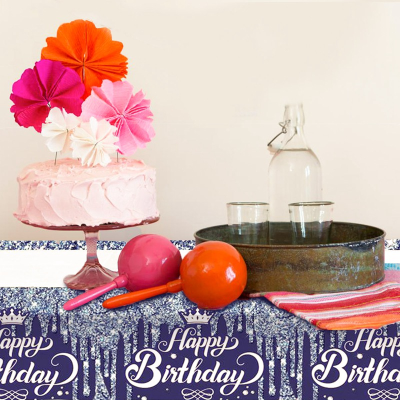 3 Styles Happy Birthday Diamonds Table Cloth 6 Seater Birthday