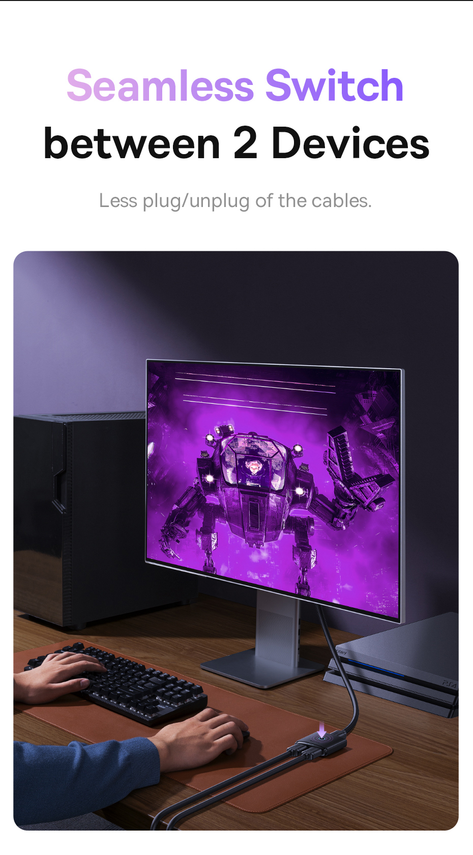 Baseus 2 in 1 HD Switch HDMI-compatible Switcher 4K@60Hz for Xiaomi Mi ...
