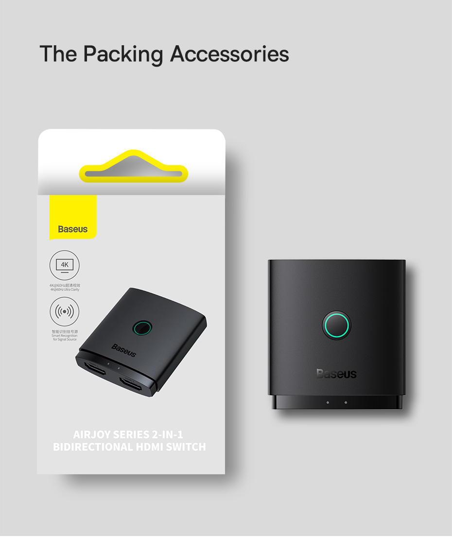 Baseus 2 in 1 HD Switch HDMI-compatible Switcher 4K@60Hz for Xiaomi Mi ...