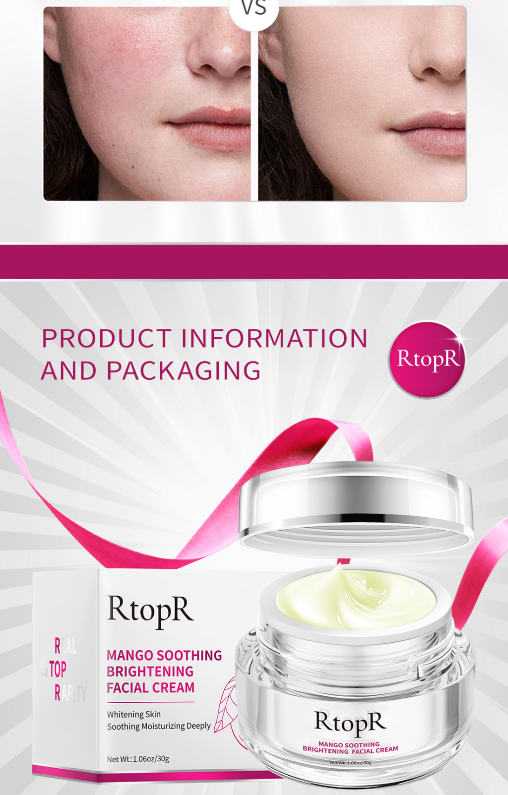 RtopR Soothing Moisturizing Anti-Wrinkle Whitening Cream (30g) | Shopee ...