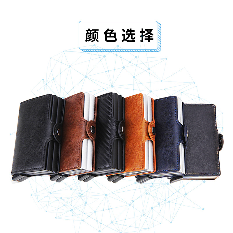 Wallet For Men PU Leather Card Holder Wallet Rfid Double Case Aluminum