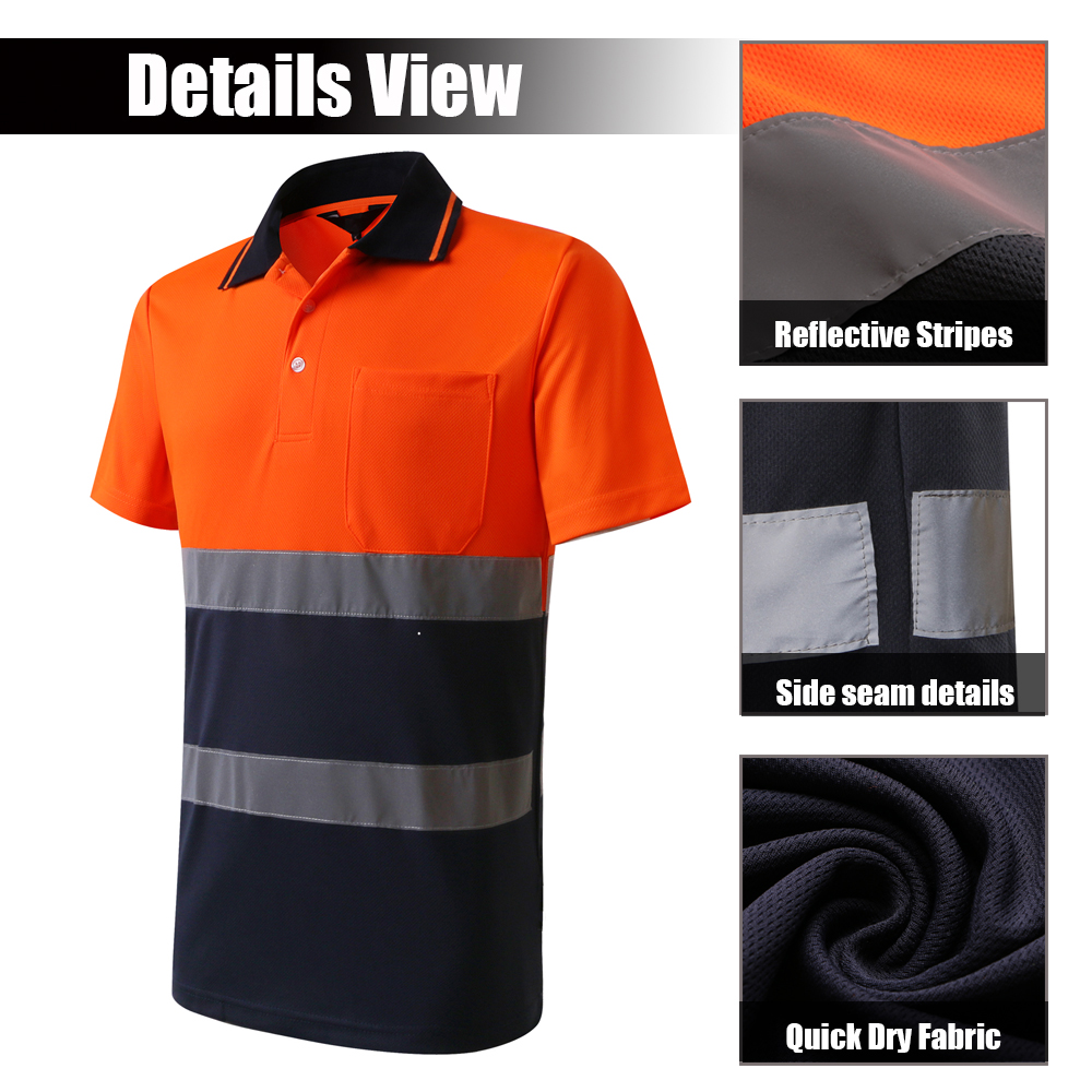 Hi Vis Short Sleeve Shirt Safety Shirt Reflective Polo Shirts Work ...
