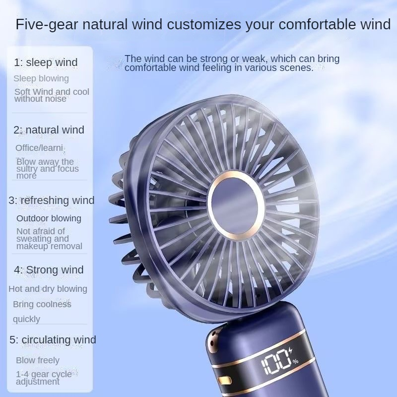 Handheld Mini Fan LED Display USB Charging Portable Fan Rechargeable ...