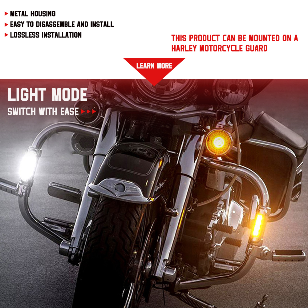 1 Pair Motorcycle Highway Bar Switchback Driving Turn Signal Light LED ...