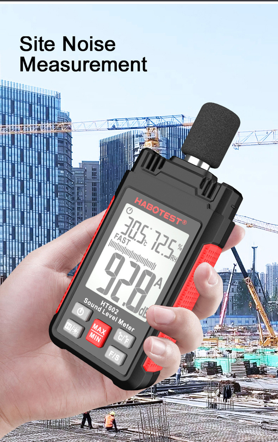 Digital Sound Level Meter 30-130dB Decibel Monitoring Tester LCD ...