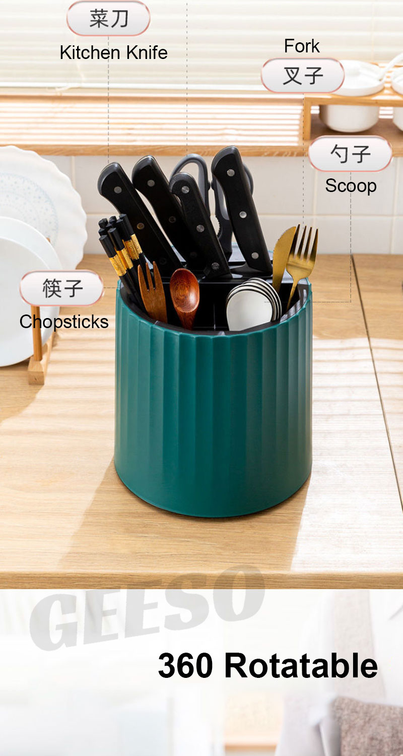 GEESO Cutlery Holder 360° Rotating Multifuntion Knife Chopstick Holder ...