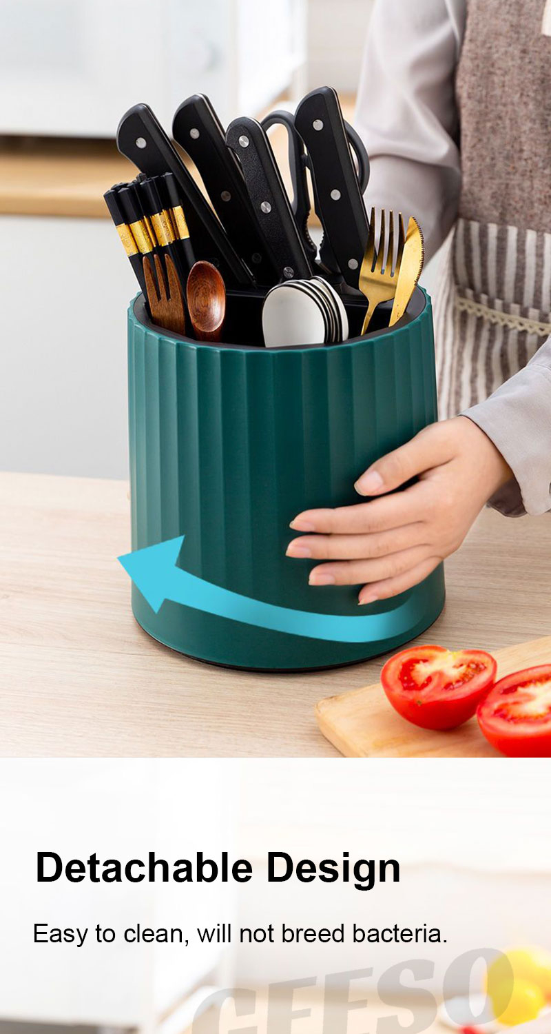 GEESO Cutlery Holder 360° Rotating Multifuntion Knife Chopstick Holder ...