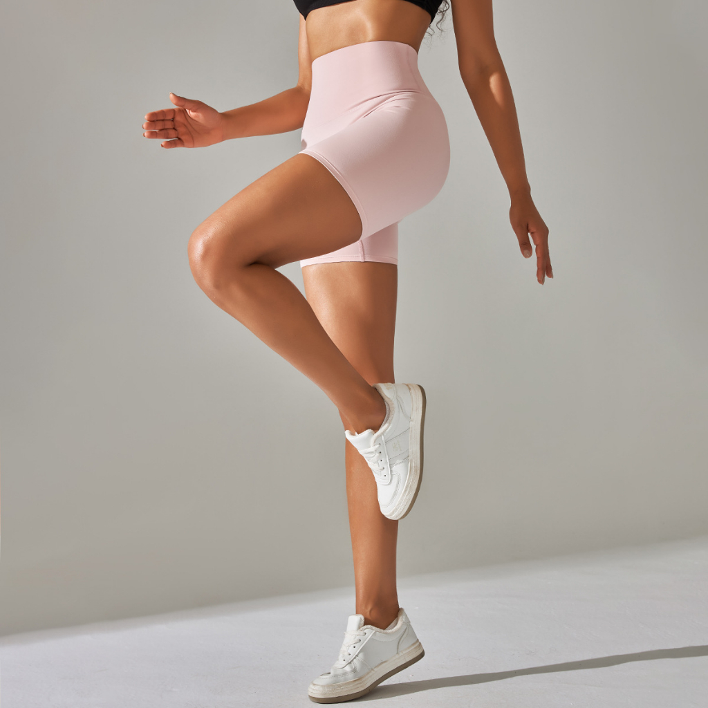 Fit.HER Spring/Summer New Solid Yoga Shorts with Double Sided Brushed Tight  Fit High Waist Elastic Sports Fitness Three Piece Yoga Pants for Women
