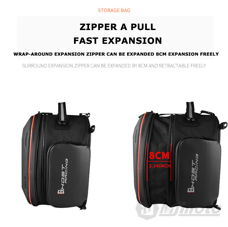 LED Light Motorcycle Rear Seat Bag Waterproof Large Capacity Male ...
