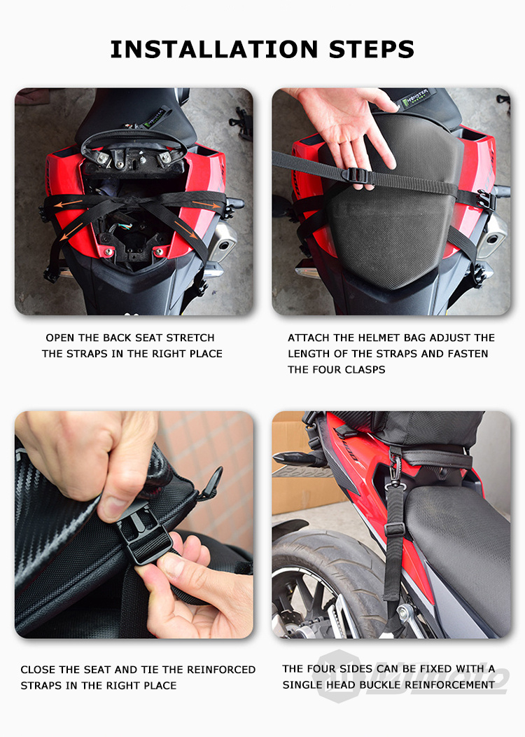 LED Light Motorcycle Rear Seat Bag Waterproof Large Capacity Male ...