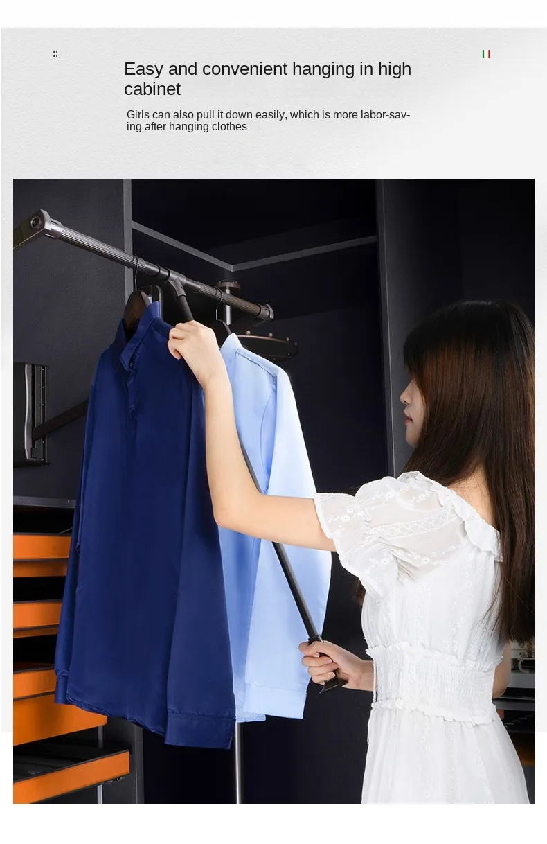 Pull-Down Clothes Rail Household Cloakroom Cabinet Indoor Retractable ...