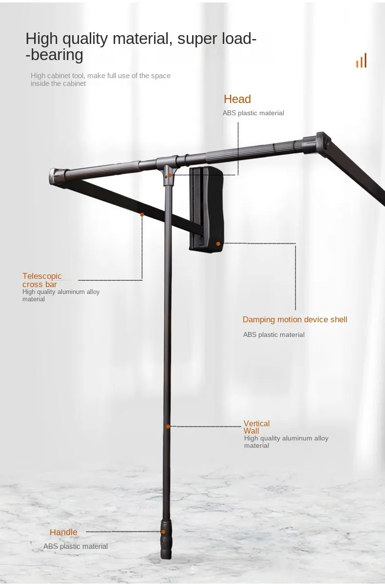 Pull-Down Clothes Rail Household Cloakroom Cabinet Indoor Retractable ...