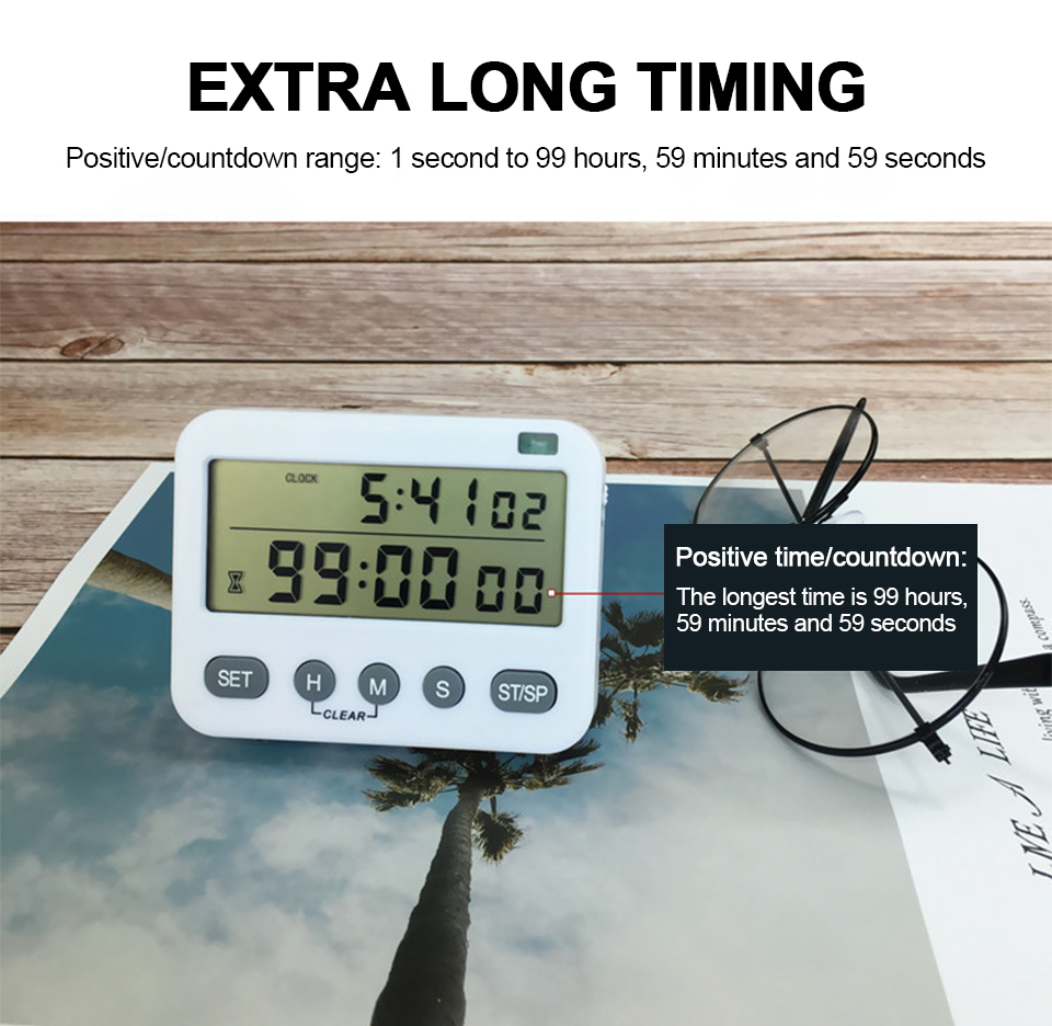 99 Hours Digital Kitchen Timer Large Screen Display Digital Timer ...