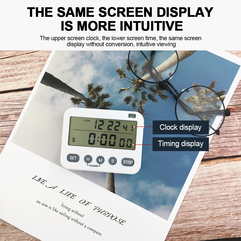 99 Hours Digital Kitchen Timer Large Screen Display Digital Timer ...
