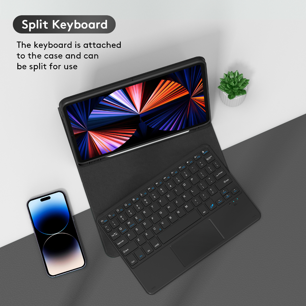 Cover Tastiera Bluetooth Con Touchpad Per IPad 10.2 (5ª-9ª Gen) – Retroilluminata, In Similpelle