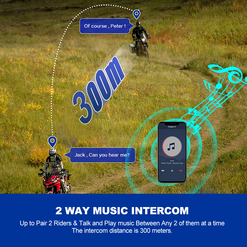 Intercom Helmet Bluetooth 5.3 IPX6 Helmet Headset Motorcycle Headset Is ...