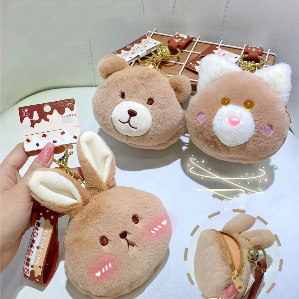 SeaGloca New Creative Cute Plush Bear Bunny Keychain Coin Purse For ...