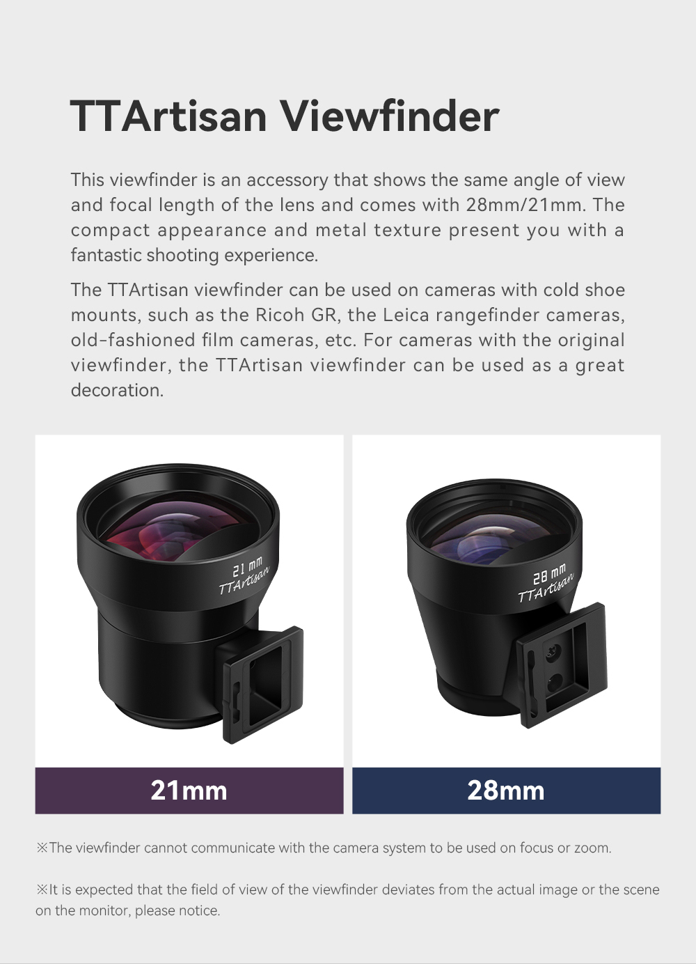 TTartisan 21mm 28mm viewfinder For Lens for Leica Optical Camera HD  viewfinder