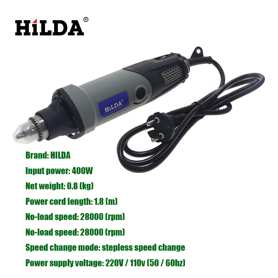 HILDA Variable Speed Rotary Tool Electric Tools 400W Mini Drill 6 ...
