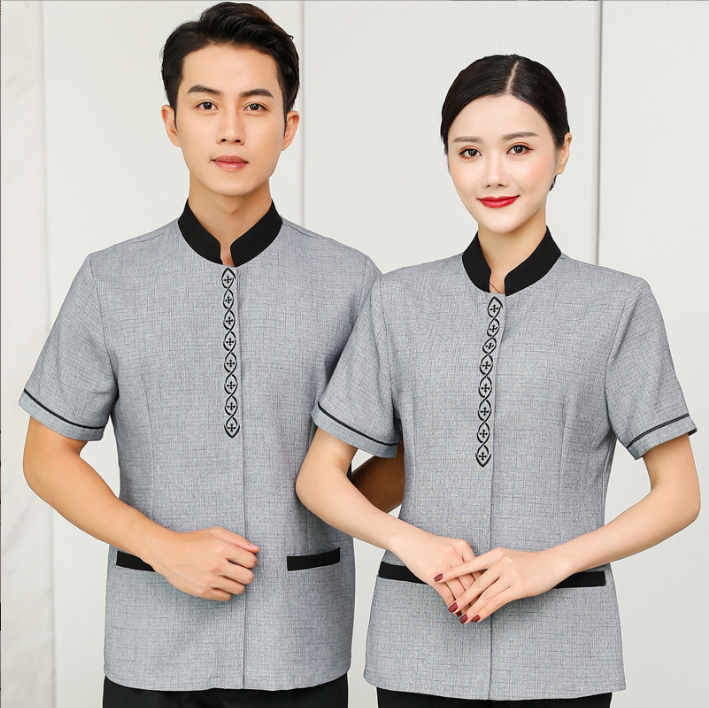 Ready Stock Simple hotel work clothes short-sleeved female restaurant ...