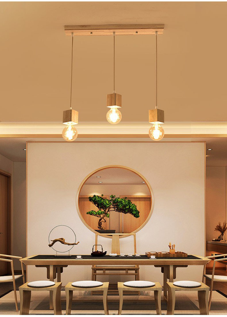 IKEE Japanese-Style Wood Dining Room Chandelier Minimalist Cafe ...