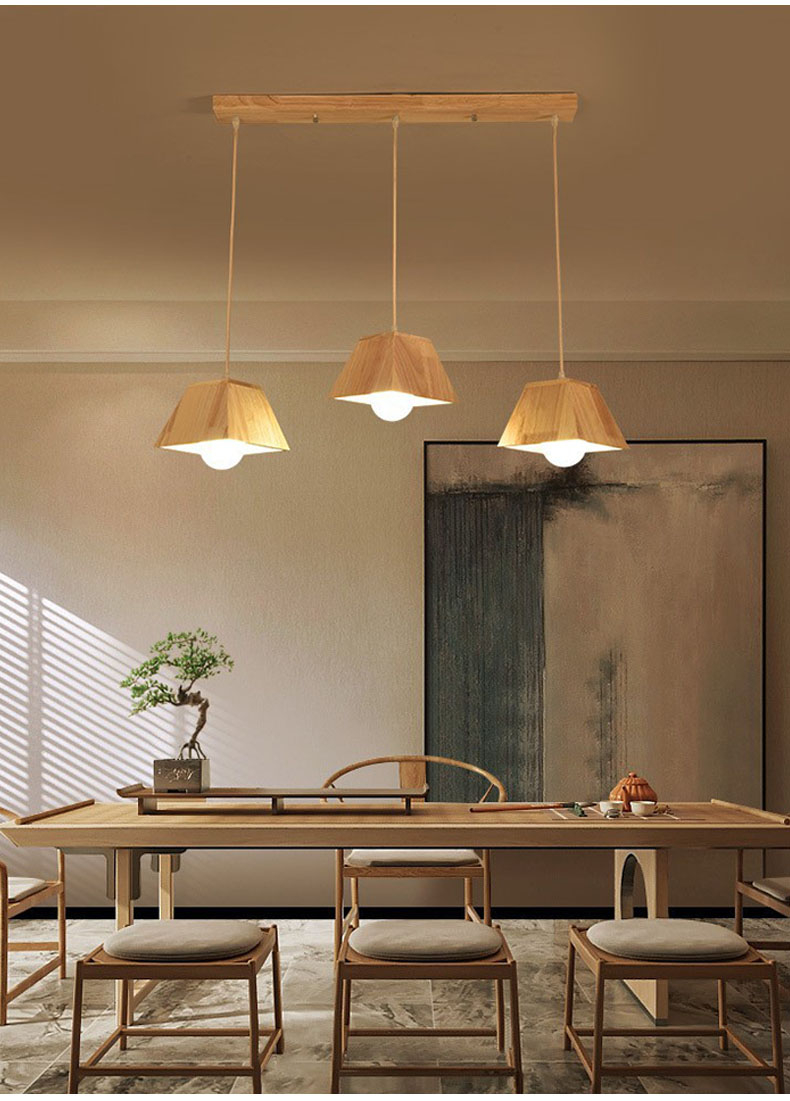 IKEE Japanese-Style Wood Dining Room Chandelier Minimalist Cafe ...