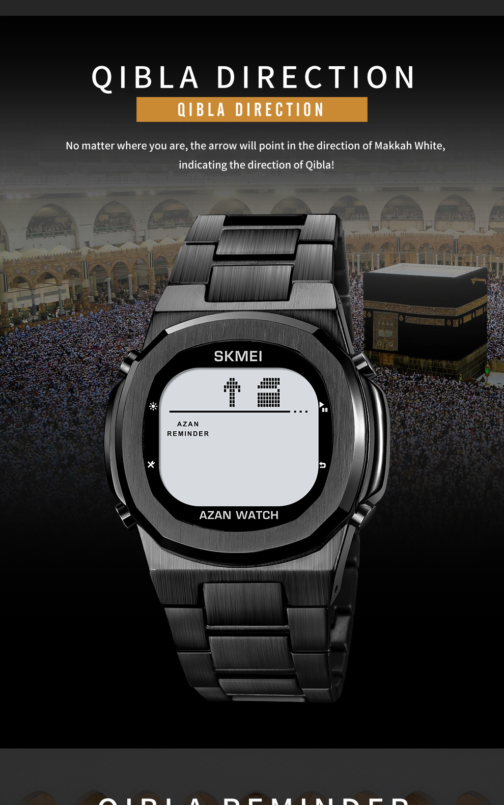 SKMEI Muslim Prayer Qibla Watch Men Sport Watch Pilgrimage Time ...