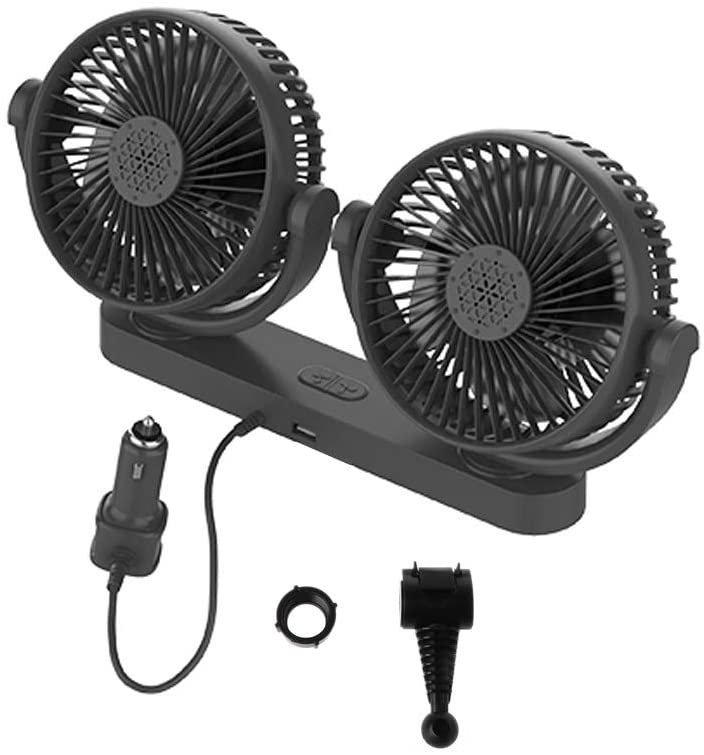 USB Fan Car Fans 360°Double Head Rotating Car Fan Desktop Fan