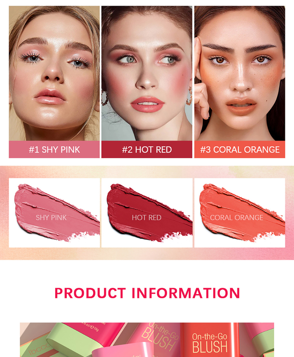 ibcccndc Multi-Use Makeup Blush stick solid Moisturizer Stick Shadow ...