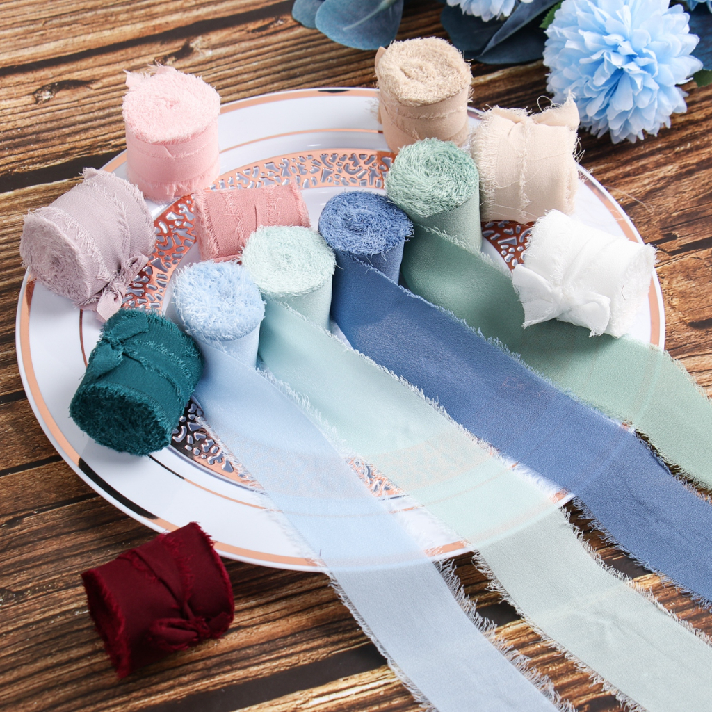 4CM*5M Handmade Frayed Edged Wrinkle Chiffon Silk Ribbon For Wedding ...