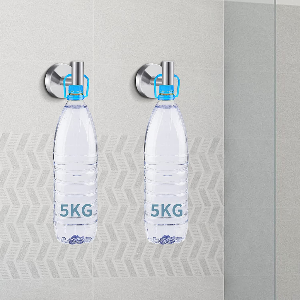 4-Piece Matte Black Stainless Steel Hooks - Heavy Duty Adhesive Wall Hooks