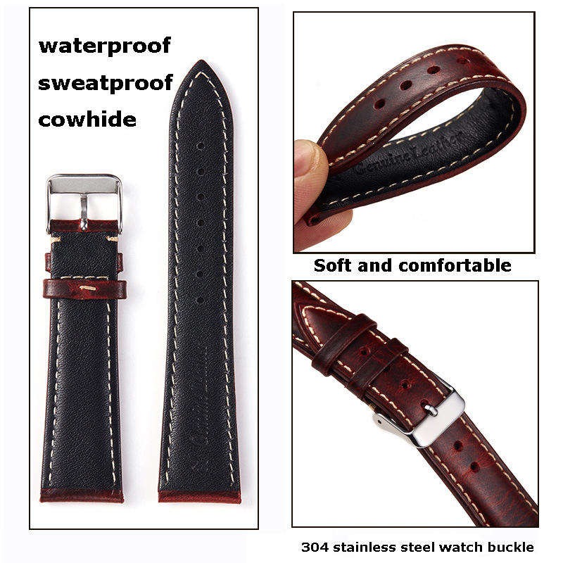 Inexpensive Classic Leather 33 mm Watch Strap DZ1305_K0037993 main image 0