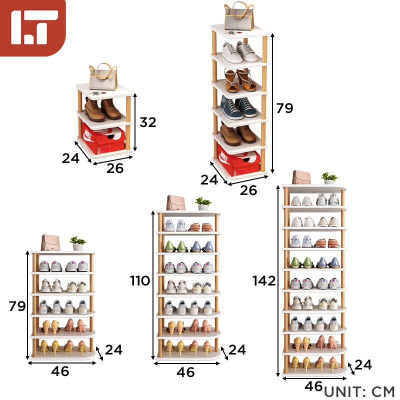 Multi-layer Shoe Rack Rak Kasut Wooden Space Saving Shoe Shelf Simple ...