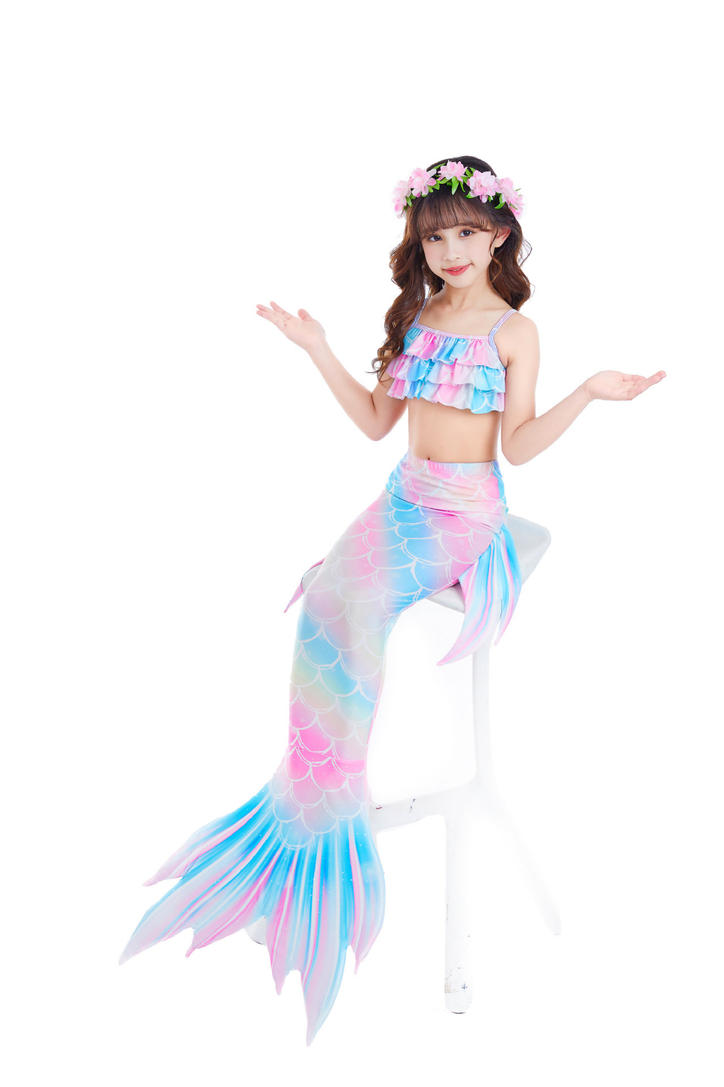 Kids Swim Mermaid Tail With Monofin Fin Girls Costume Children ...