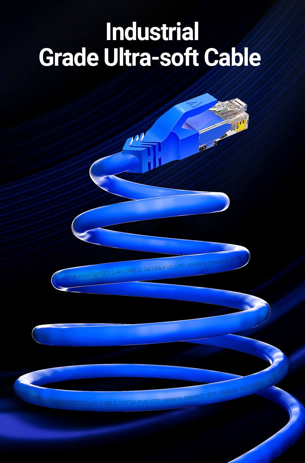 AMPCOM CAT6A UTP/STP Network High Speed 10G 500MHz Router Cable ...