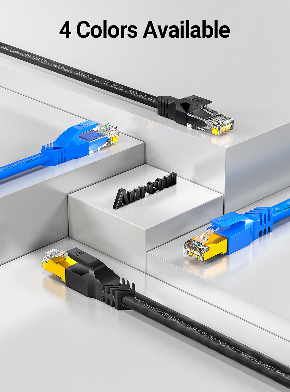 AMPCOM CAT6A UTP/STP Network High Speed 10G 500MHz Router Cable ...
