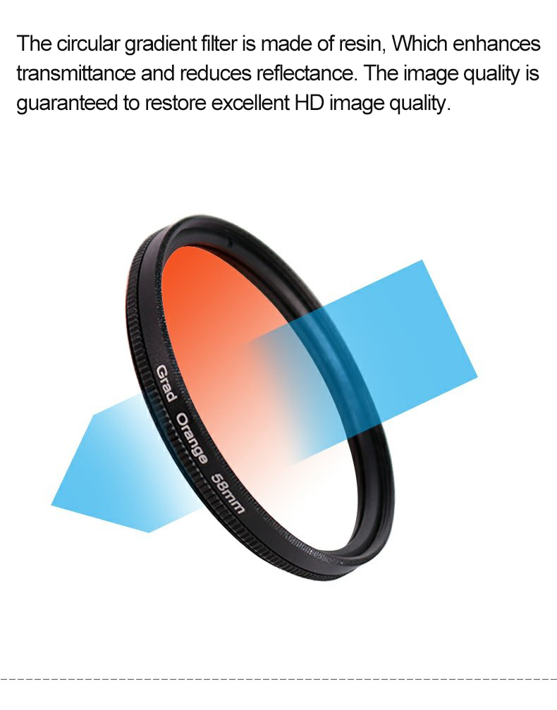 Gradual Filter Lens 49 52 67 77 82mm Red/Yellow/Purple Blue Orange/Grey ...