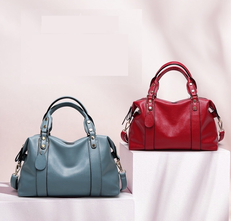 Retro Leather Ladies Boston Beg Bags Handbag Women Beg Shoulder Bag ...