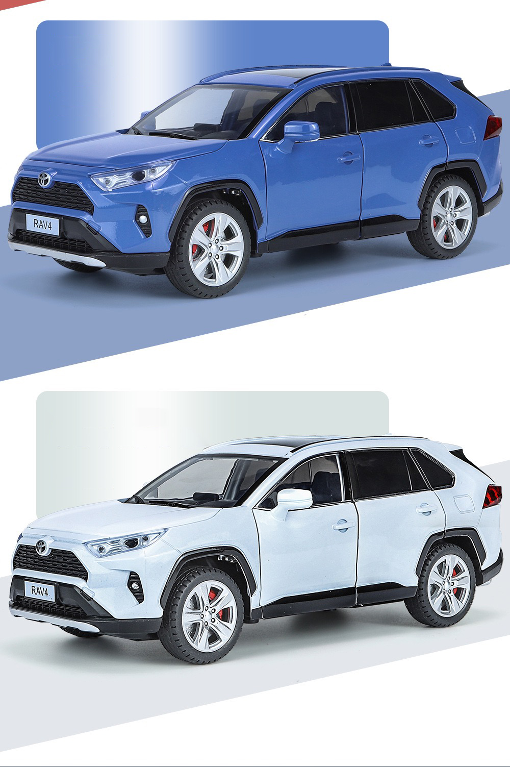 【RUM】1:24 Scale Toyota RAV4 Alloy Car Model Light & Sound Effect ...