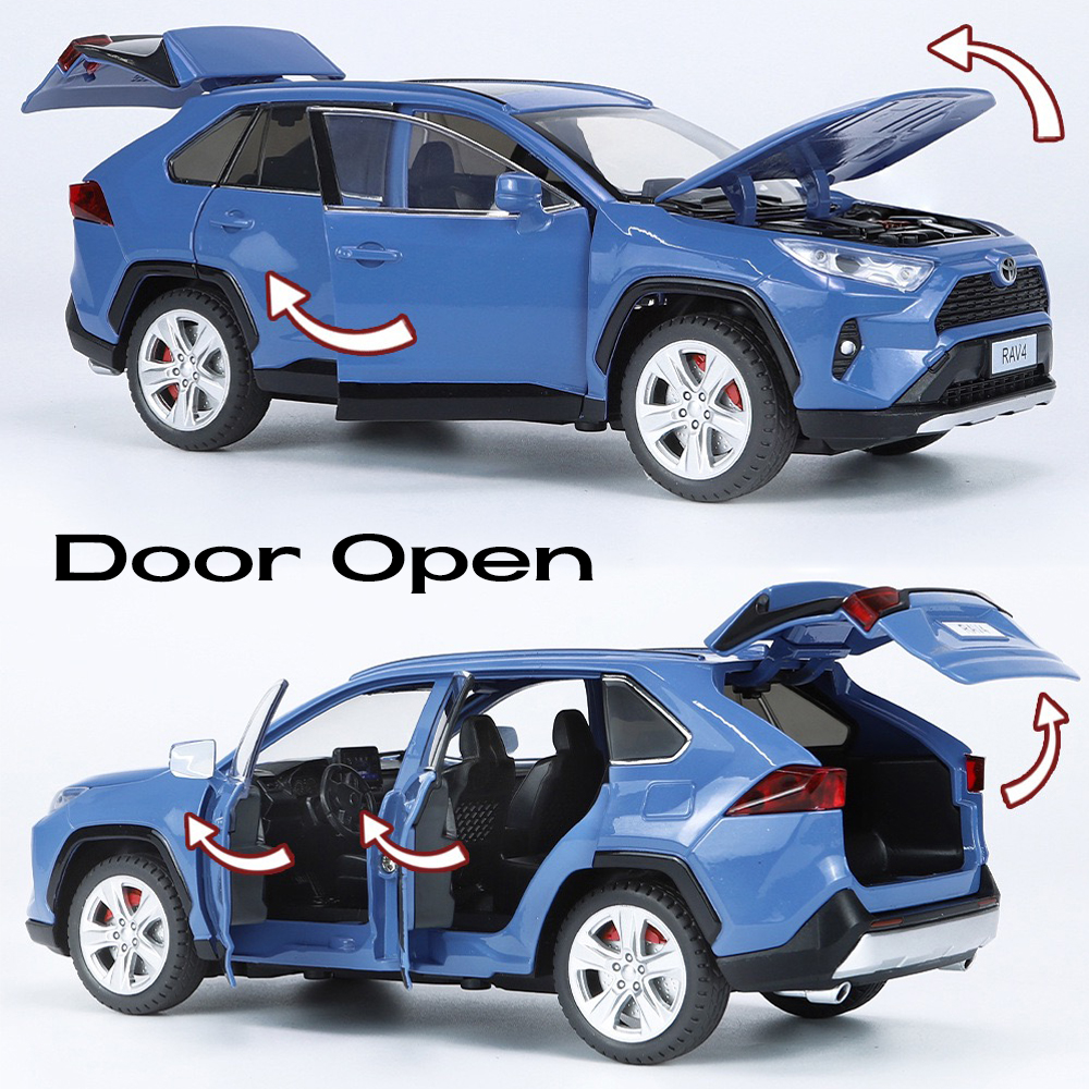 【RUM】1:24 Scale Toyota RAV4 Alloy Car Model Light & Sound Effect ...
