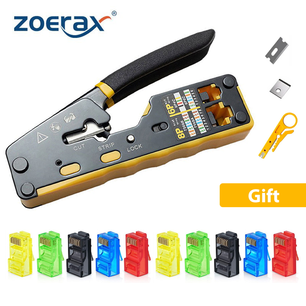 ZoeRax RJ45 Pass Through Crimping Tool Kit | Cat7 Cat6 Cat5e Ethernet ...