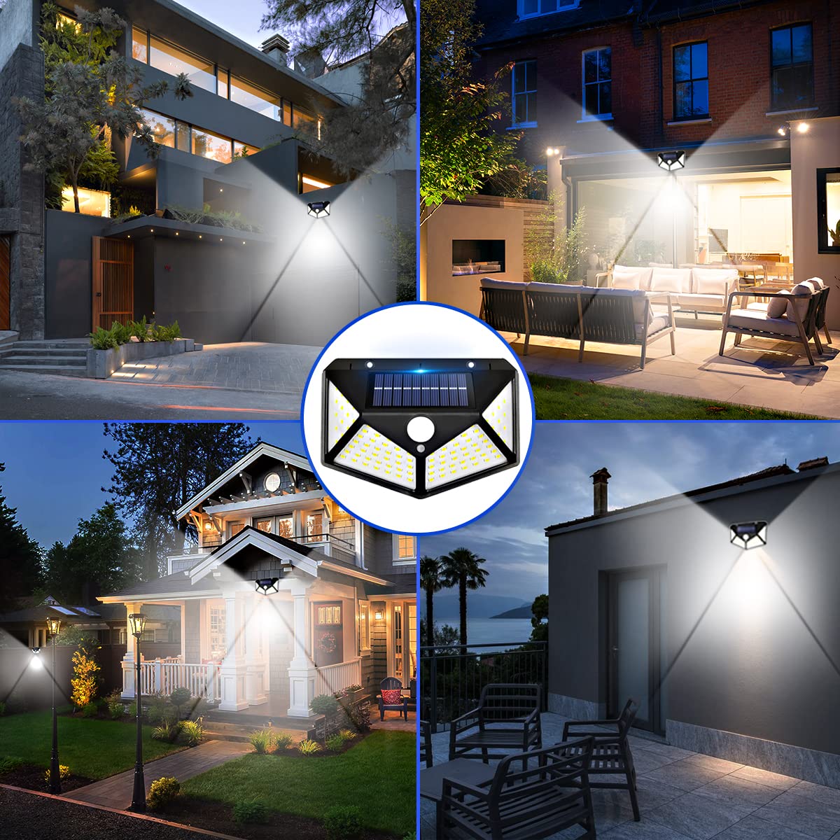 100 LED Solar Light Outdoor Solar Wall Lamp with Motion Sensor Solar ...