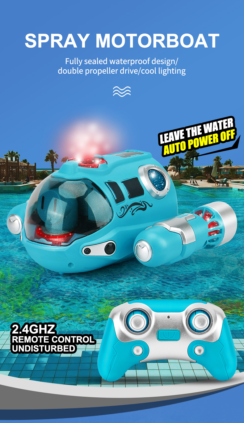 Remote Control RC Submarine Motorboat RC Boat With Spray Light ...