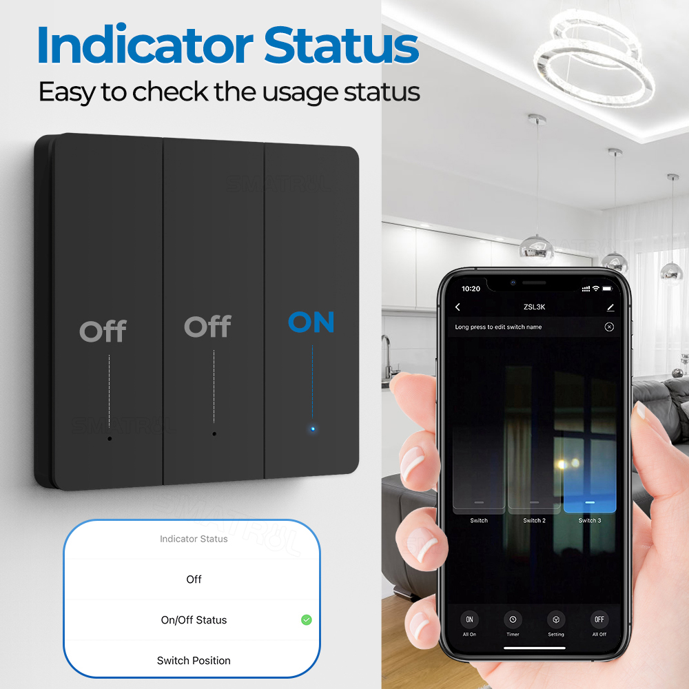 SMATRUL Smart Light Switch Tuya Zigbee No Neutral Wire No Capacitor ...