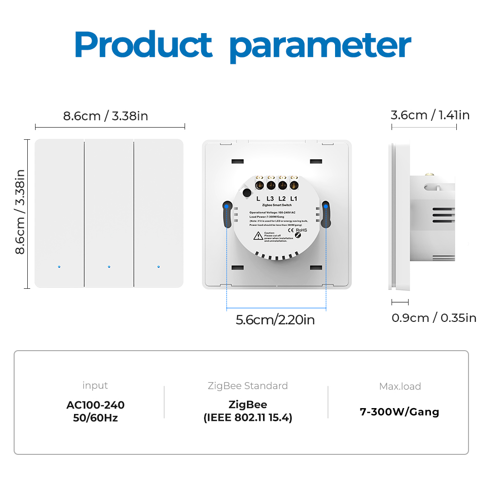 SMATRUL Smart Light Switch Tuya Zigbee No Neutral Wire No Capacitor ...