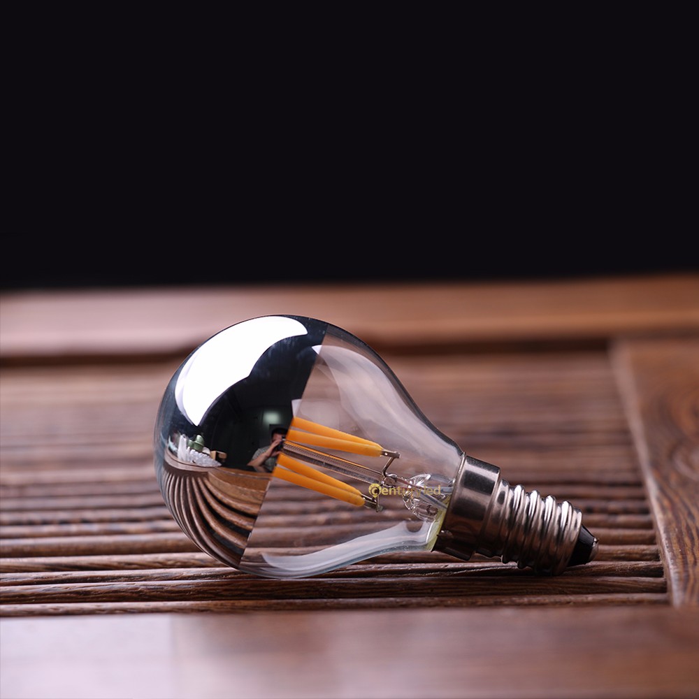 E14 Mirror LED Light Bulb 4W Top chrome Silver Gold Crown Glass Lamp ...